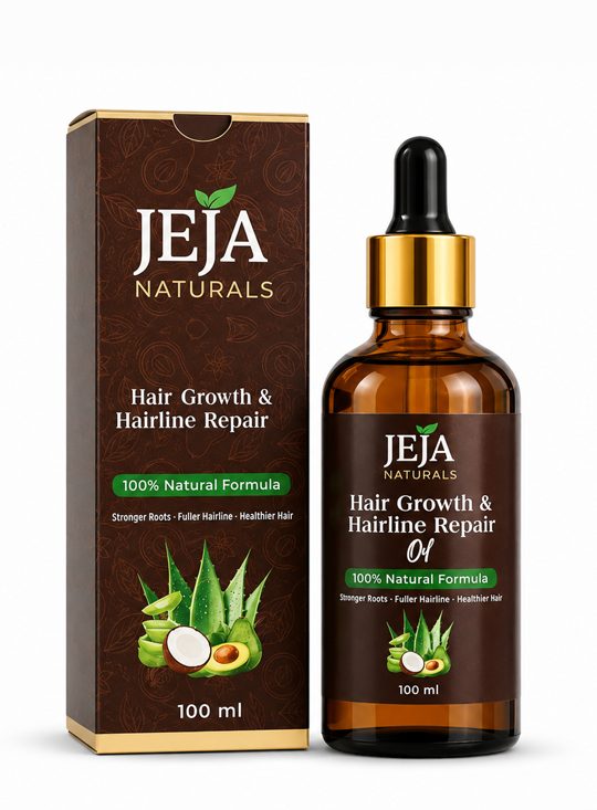 JEJA Naturals Hair Growth & Hairline Repair Oil bottle and box, 100ml